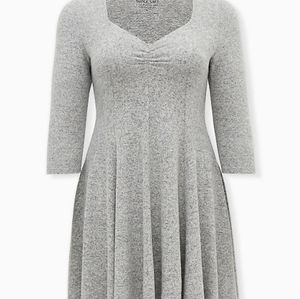 SUPER SOFT PLUSH LT. GREY SWEETHEART FLUTED DRESS